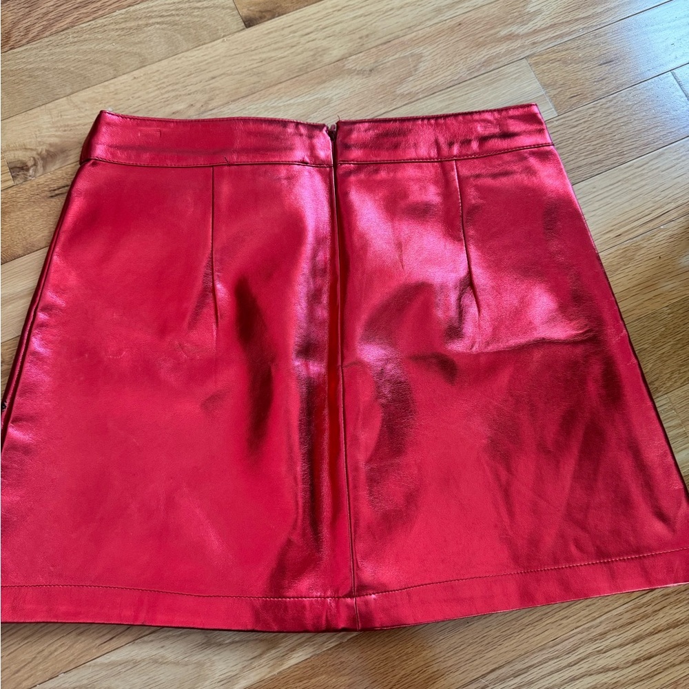 red shiny skirt from forever 21 size s